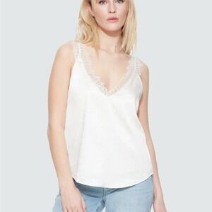 Black Tape Pearl Lace Trim Cami‎ Tank Top Double Lined Women's Size 2X